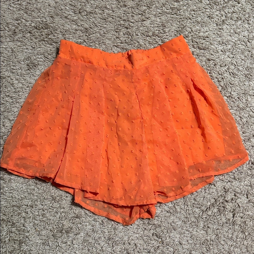 SHEIN Orange Textured Skorts